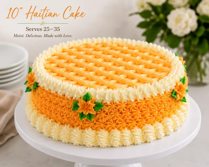 L'Unité Haitian Celebration Cake – 10" Round (Serves 25–35)