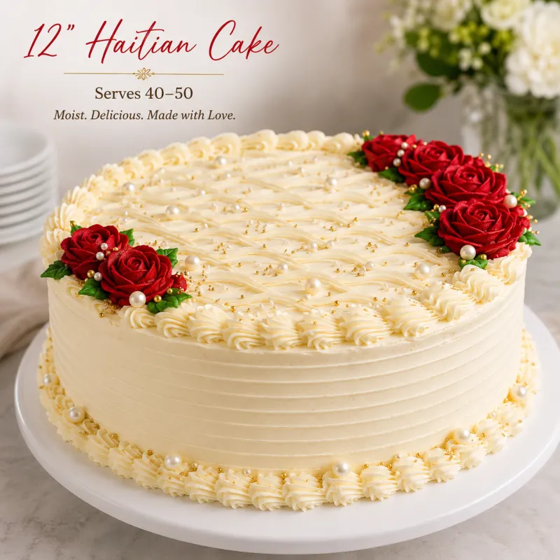 L'Unité Haitian Celebration Cake – 12" Round (Serves 40–50)