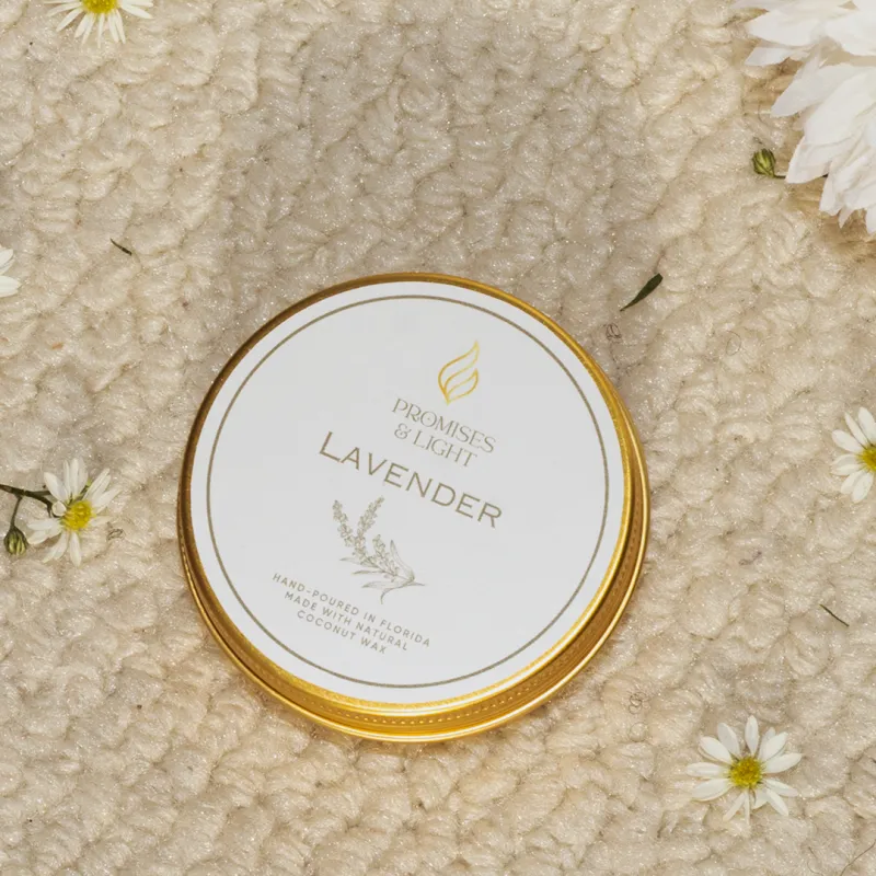 Lavender 2 Oz Tin Candle – Relaxing Mini Travel Candle