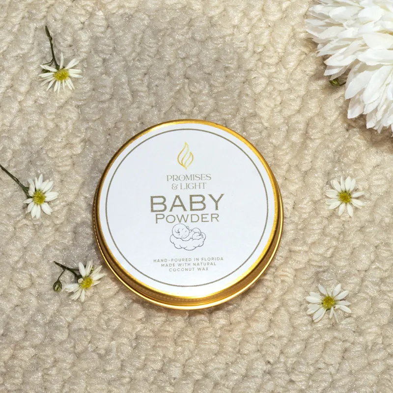 Baby Powder 2 Oz Tin Candle – Soft Clean Mini Candle
