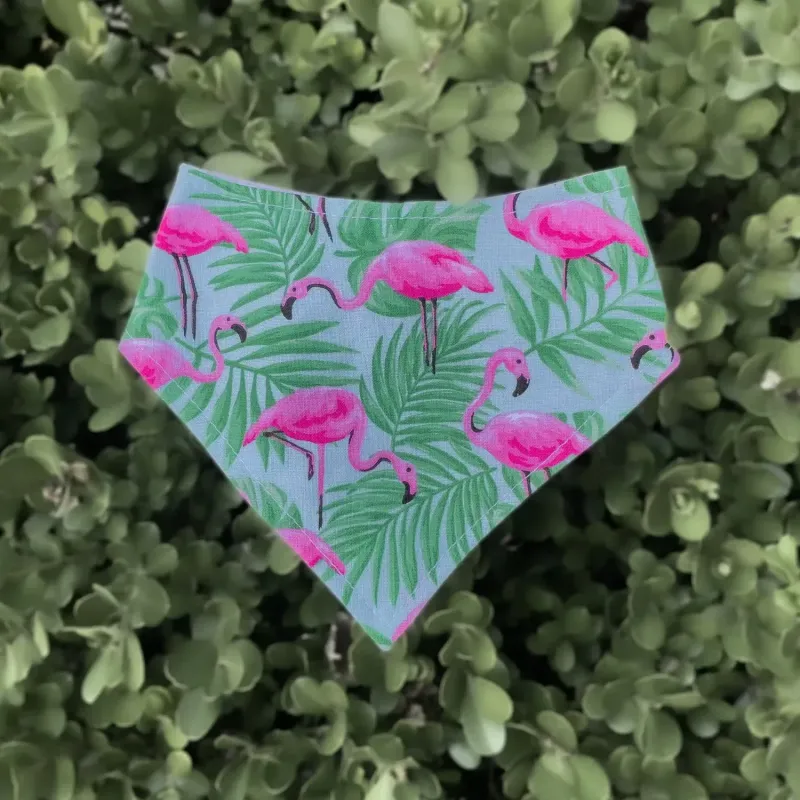 Pretty in Pink Flamingo Dog Bandana with Snaps