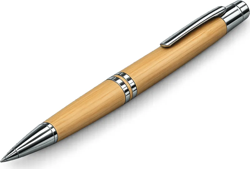 Round Silver Stripe Wooden Pens