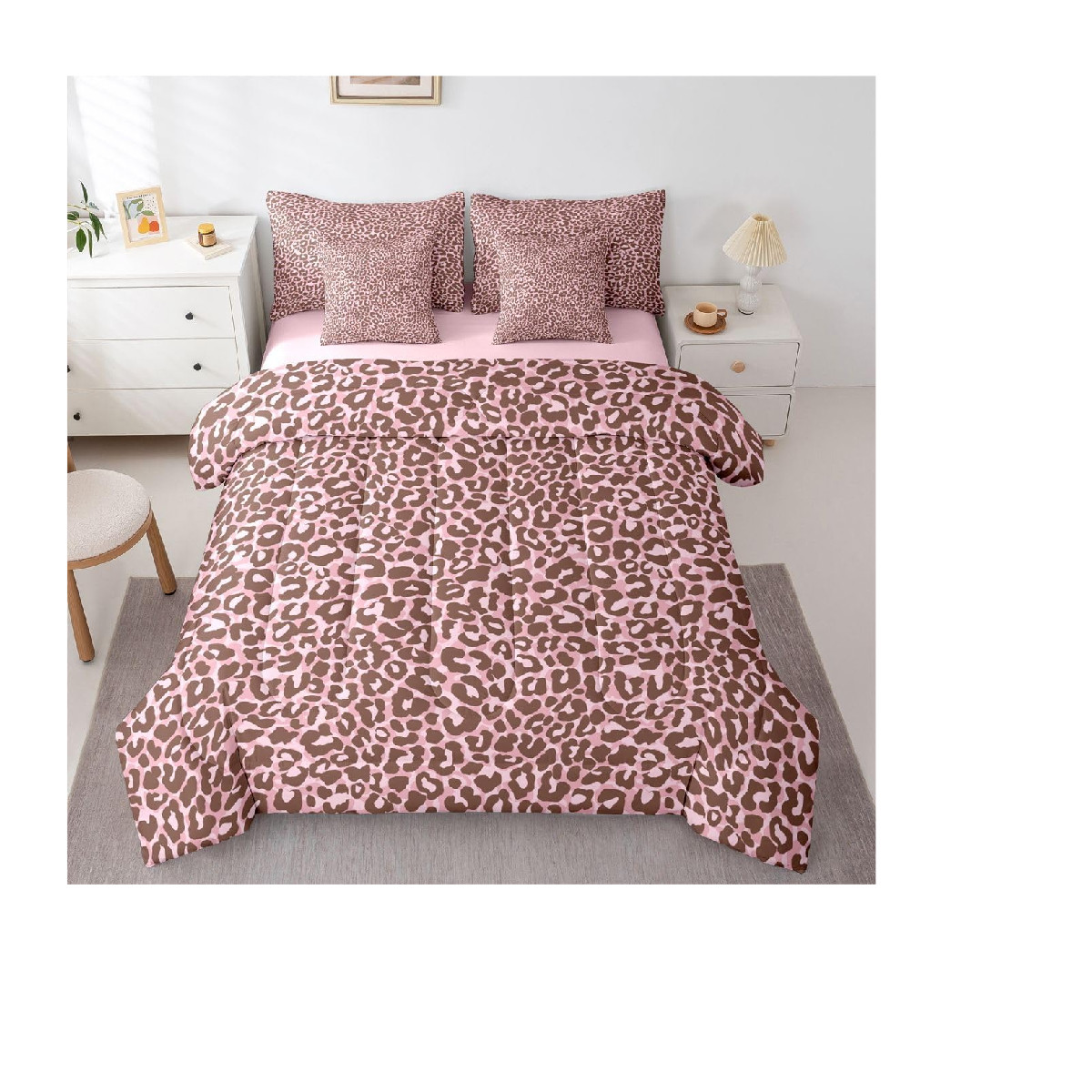 Leopard Print 7-Piece Bedding Set - Full Size