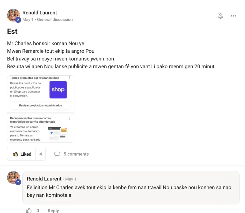 Piblikasyon Renold Laurent sou eksperyans li