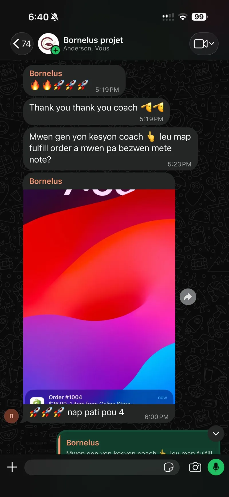 Echanj sou pwojè Bornelus