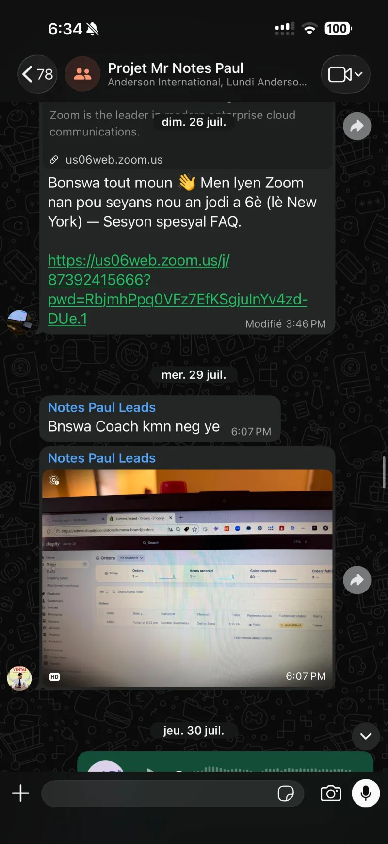 Echanj sou pwojè Notes Paul