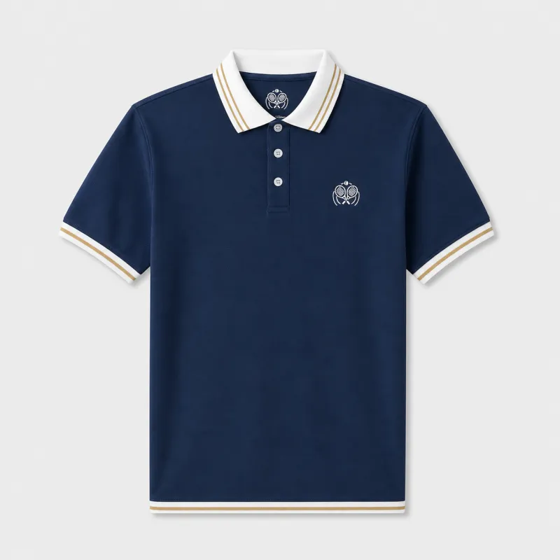 Deux le Jeu Polo Marineblauw – Tennis Polo in Bamboe