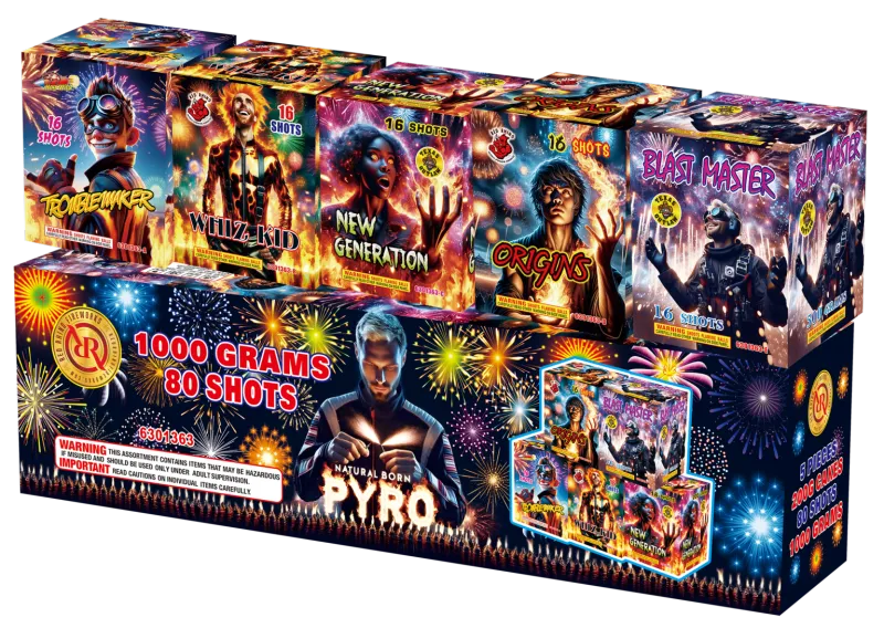 Natural Born Pyros Pack  5-cakes  16 shot each