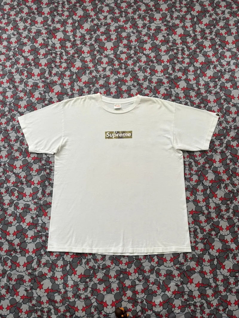 01' Bape X Supreme Sand Camo Box Logo Tee