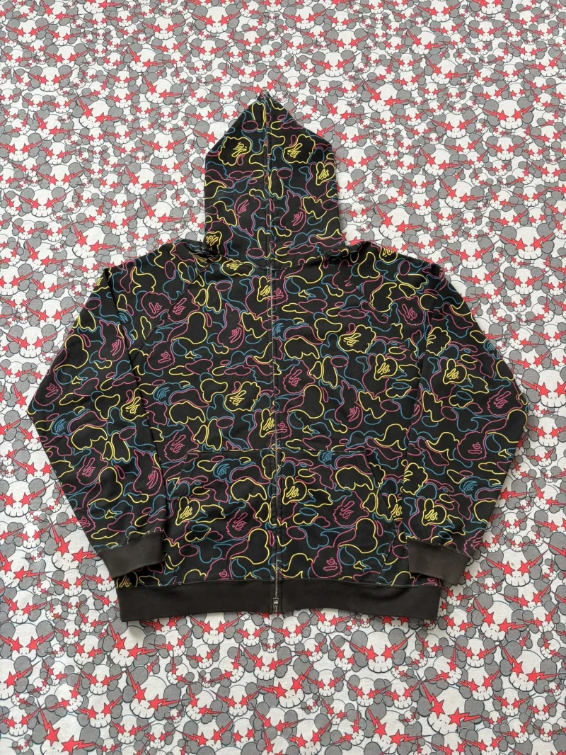 (SZ OG L) 06' Bape Multicolor Neon Camo Full Zip Hoodie 
