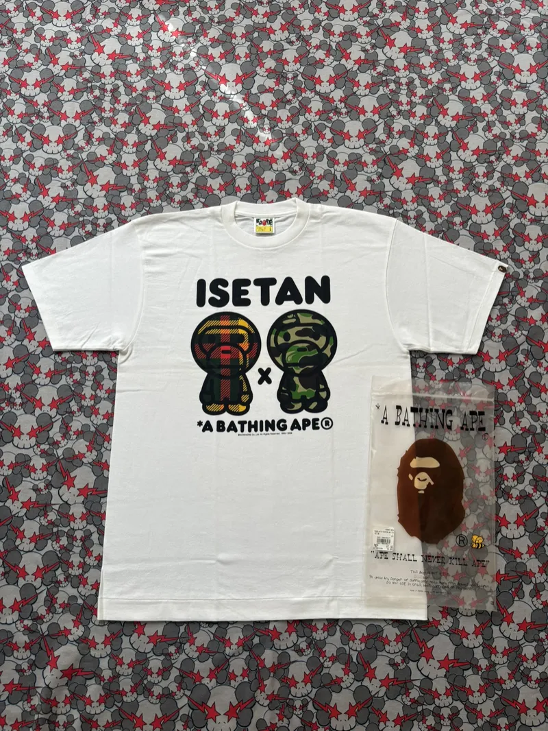 (SZ OG L) 08' Bape Isetan Plaid Baby Milo Tee