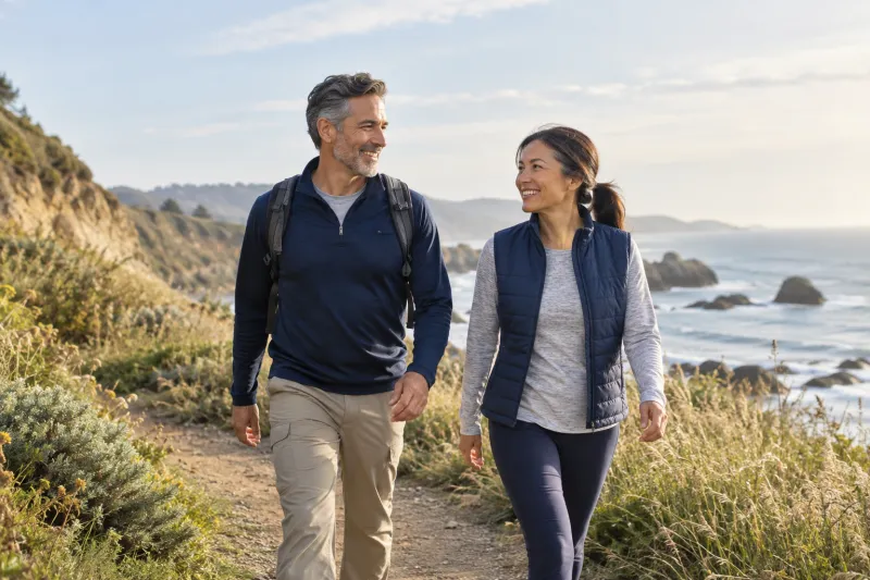 Illustrative couple enjoying time outdoors together
