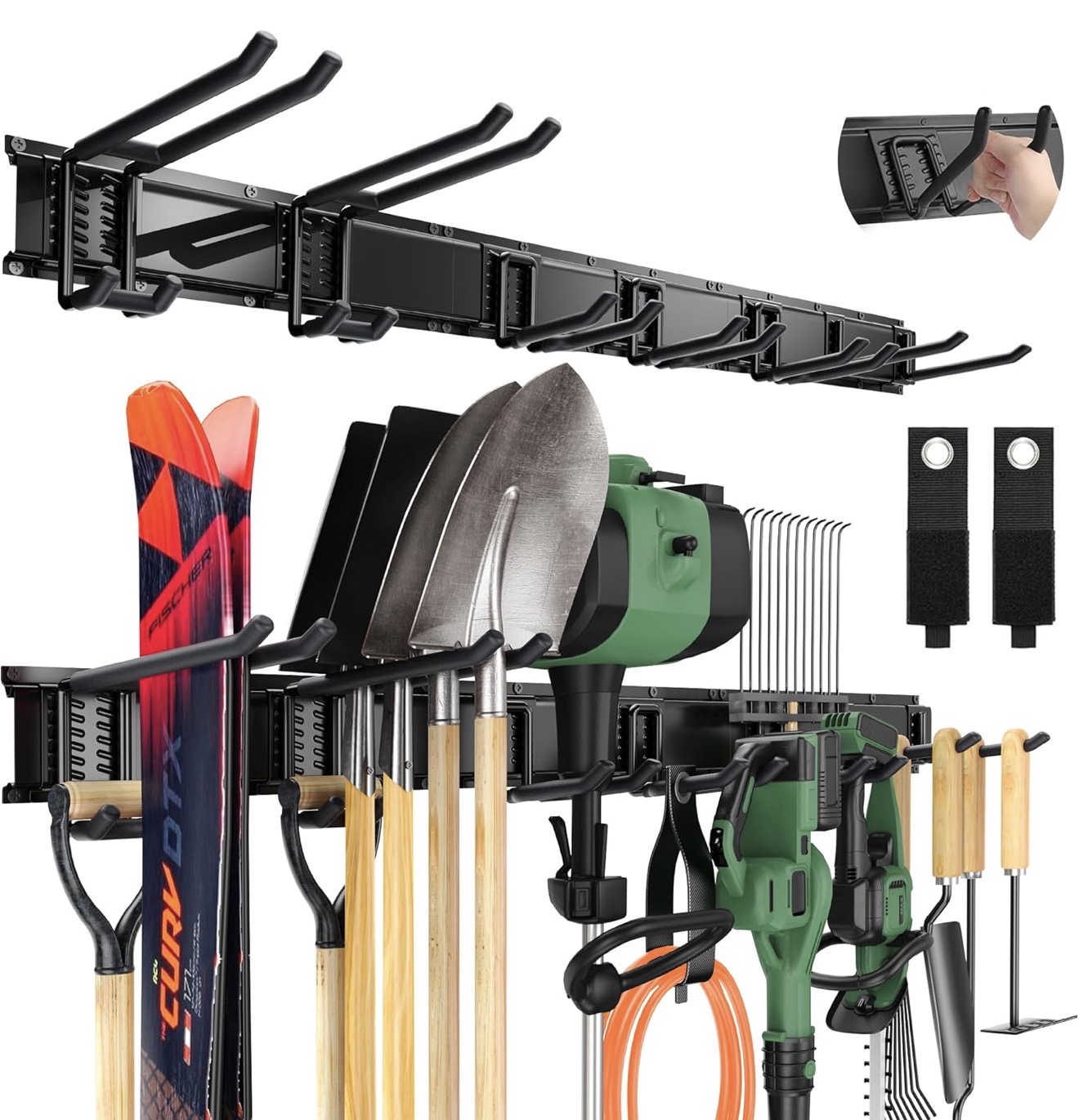 Hook and Rail Tool Storage (4ft & 7 hooks)
