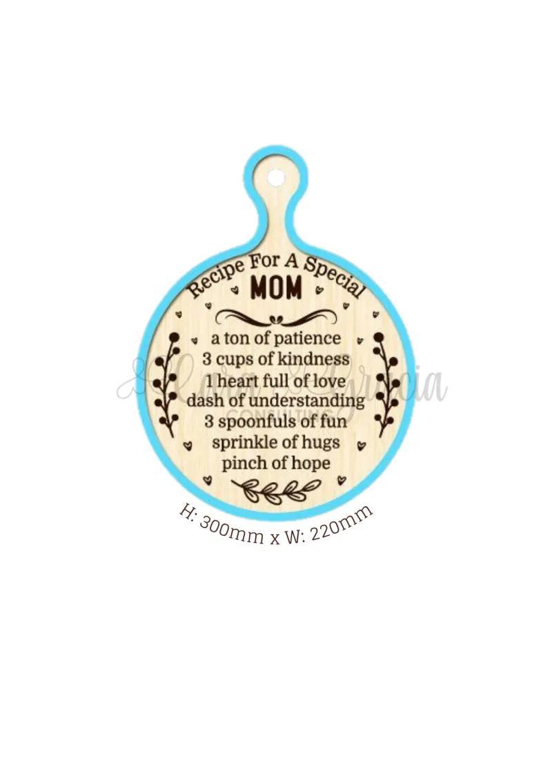 Recipe for a special mom (blue board)