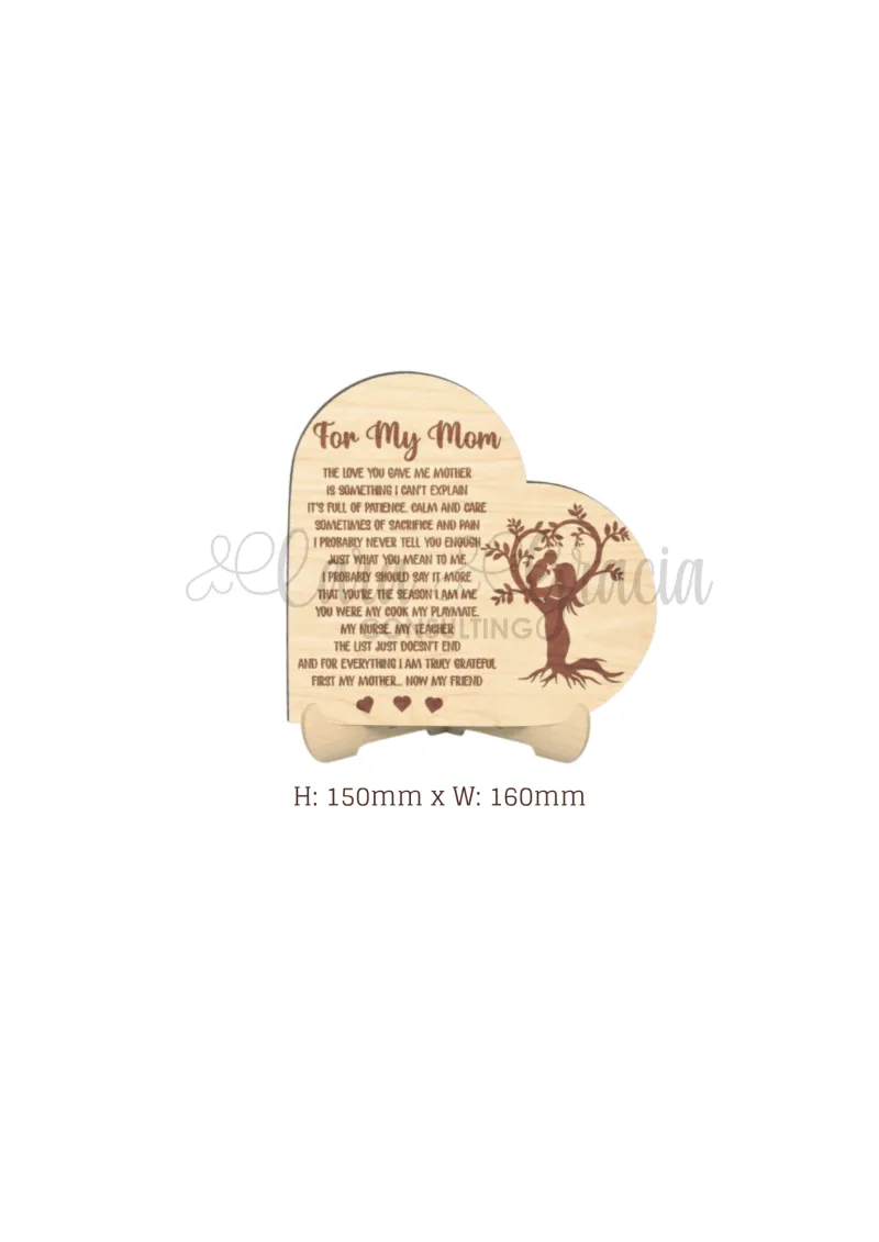 "Mom" engraved stand