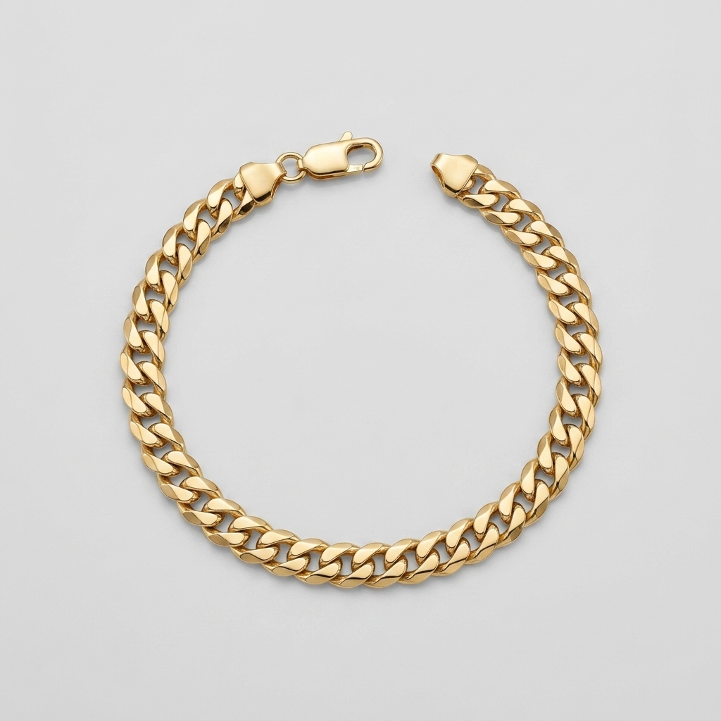 Bold Gold Flat Curb Chain Bracelet