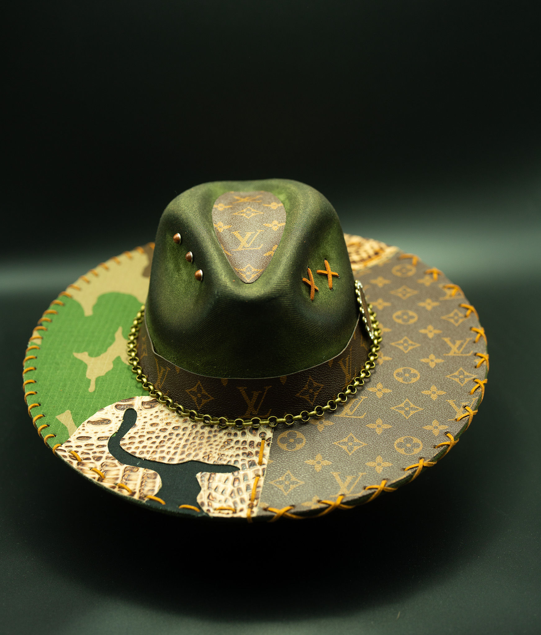 Green Camo Boss — handmade custom fedora by Swaghatz