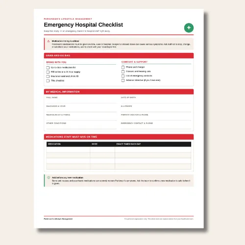Parkinson’s Emergency Hospital Checklist