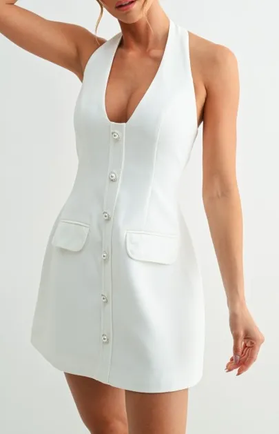 Pearl Muse Halter Mini Dress