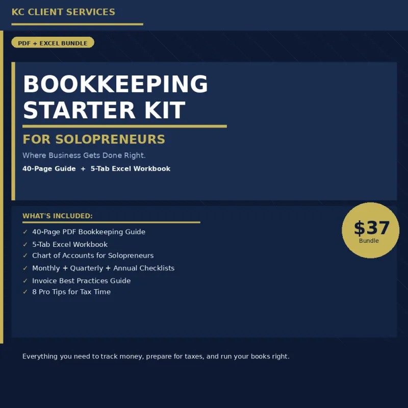 Bookkeeping Starter Kit for Solopreneurs — PDF Guide + Excel Workbook 