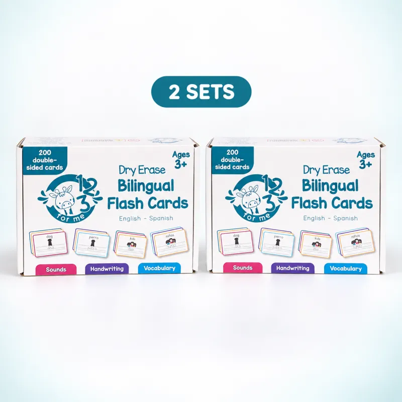 Two Sets of Dry Erase Spanish Flash Cards for Children