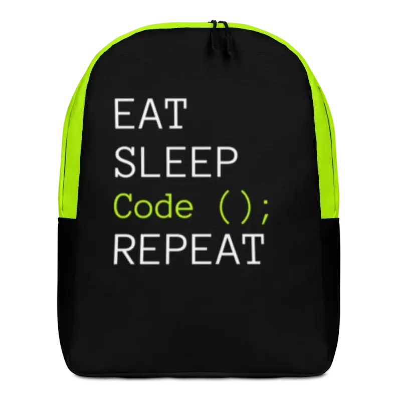 "Eat, Sleep, Code, Repeat" Minimalist Backpack