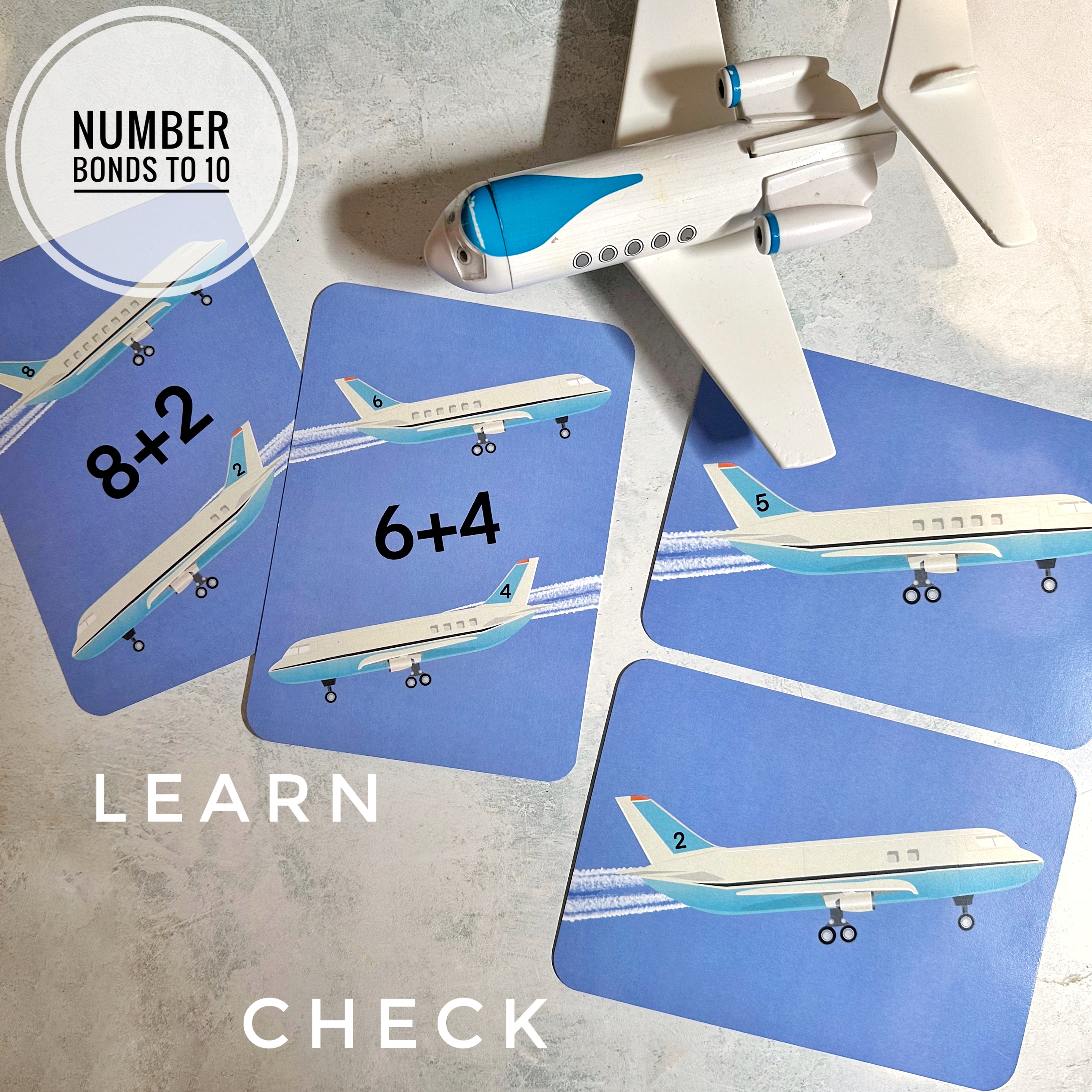 Plane Number Bonds to 10 Flashcards - download
