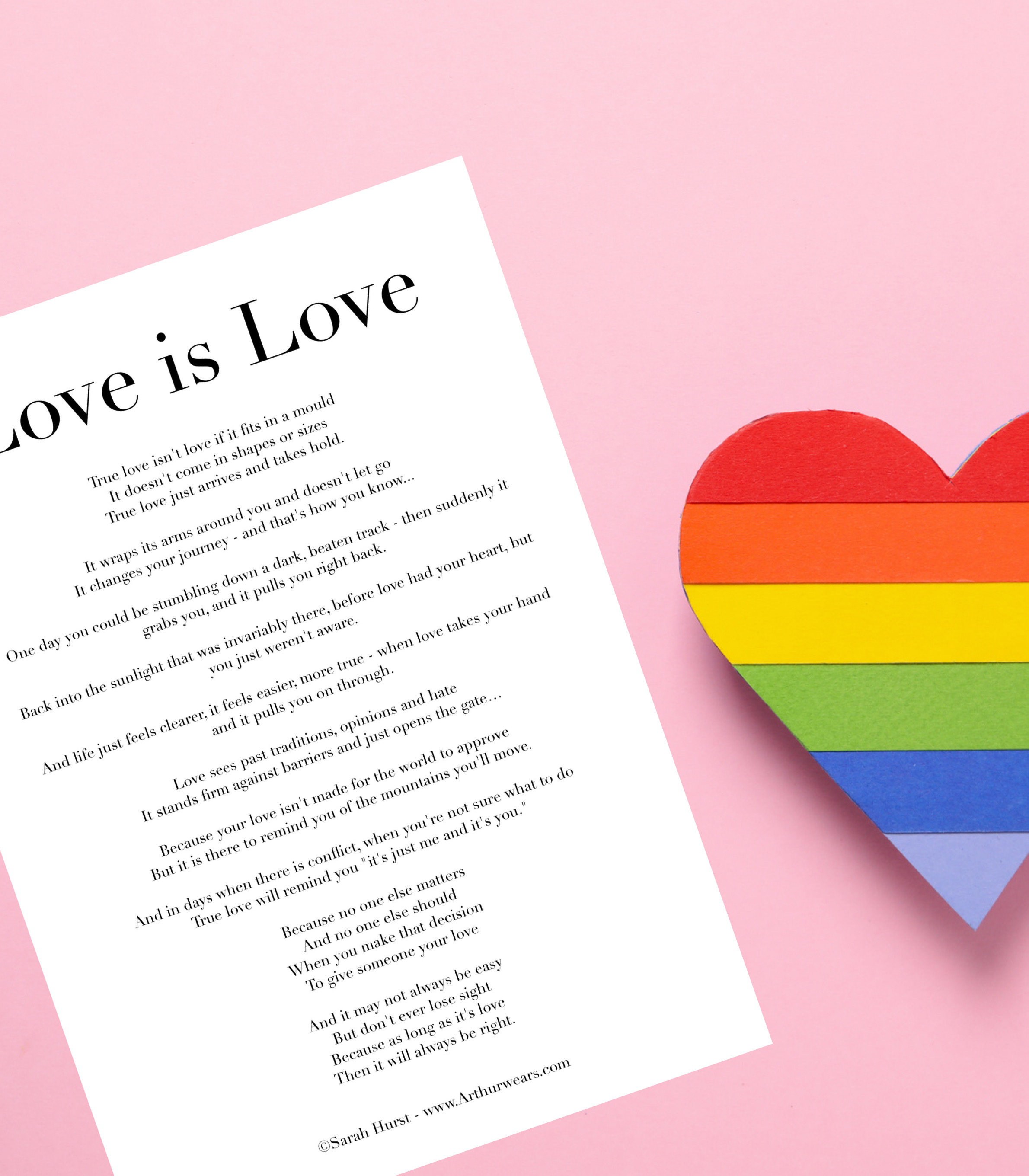Love is Love Poem Printable