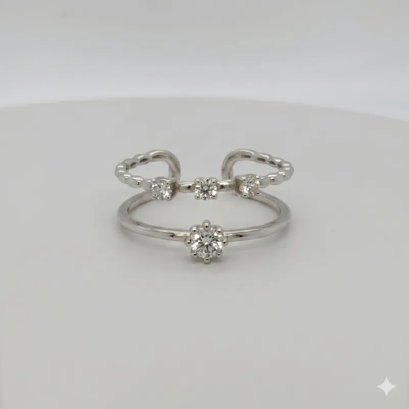 18K White Gold Diamond Adjustable Ring
