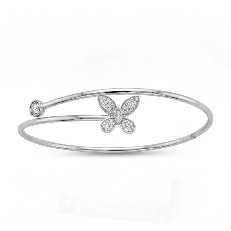 14K White Gold Diamond Butterfly Flexi bangle 