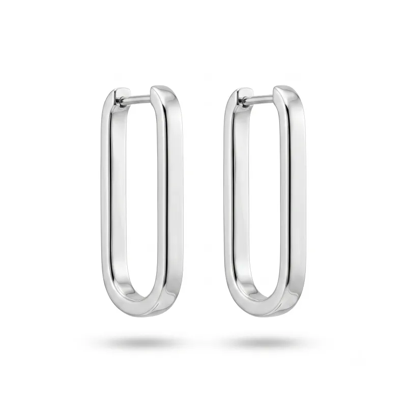 18K white gold Paper Clip Hoop Earring