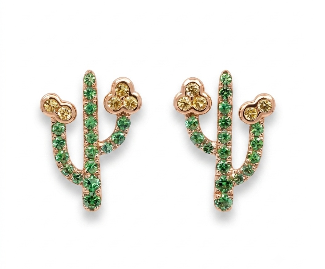 14K Yellow Gold  TSV Cactus Studs 
