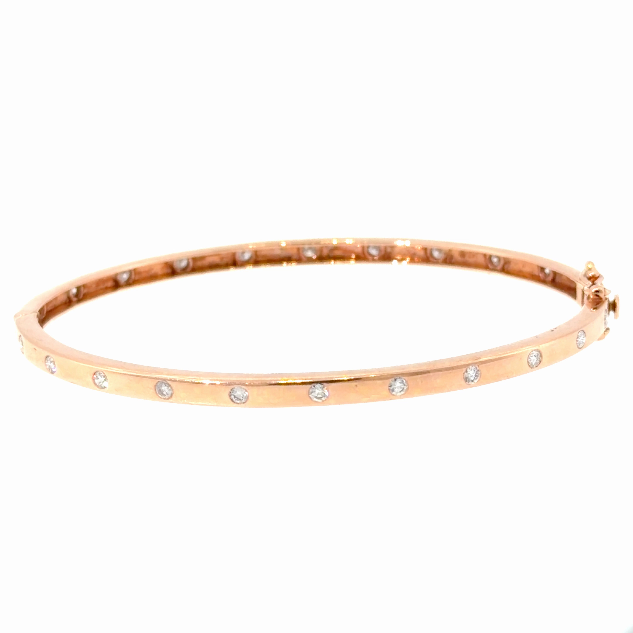 14K Rose Gold All the way around Diamond Bangle 