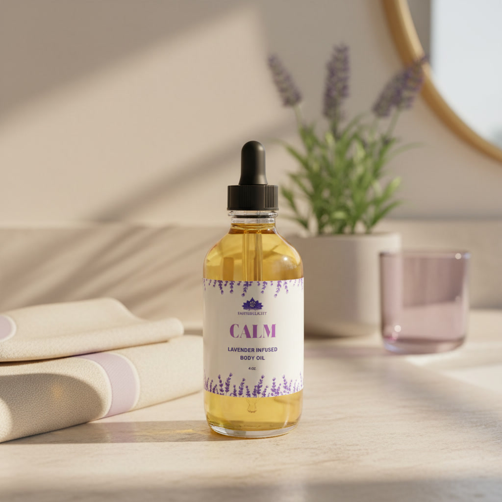 Calm Lavender Infused Body Oil | Amethyst Relaxation Oil