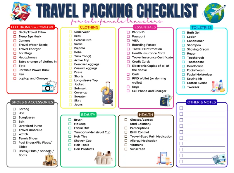 Travel Packing Checklist – Printable Travel Organizer PDF