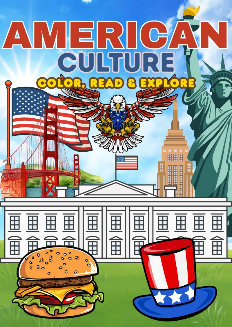 American Culture Coloring Book for Kids – Printable USA Activity Pages