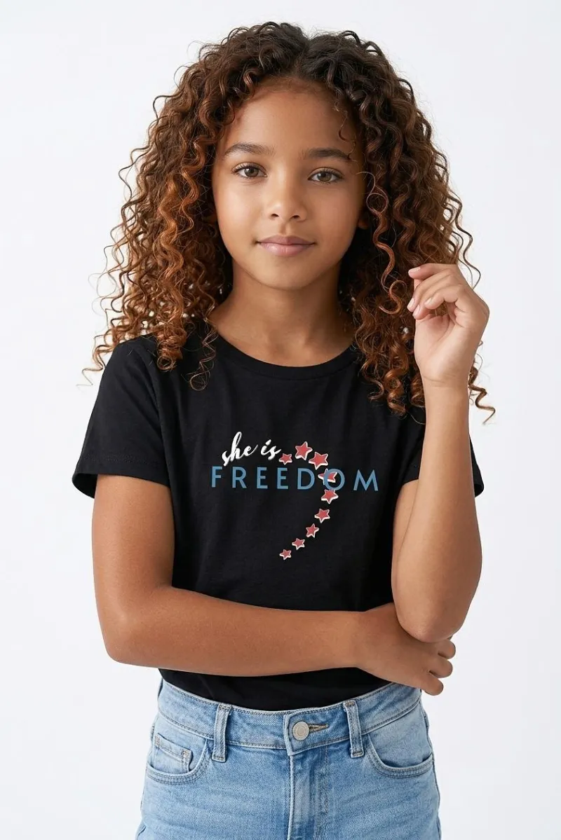 "She is Freedom" Actual Girl T-shirt - for Girls