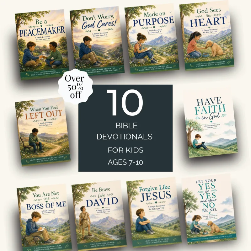 Kids Faith Devotional Bundle: 10 Printable Bible Studies for Kids Ages 7–10