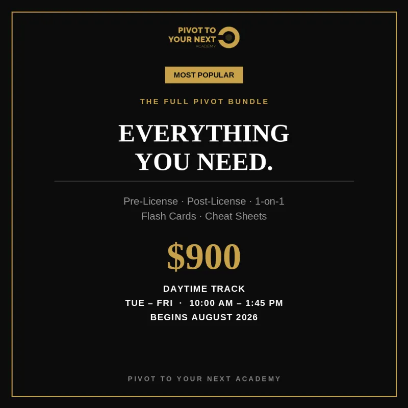 The Full Pivot Bundle —DAYTIME (Aug 25) $900 Tue–Fri, 10:00 AM – 1:45 PM
