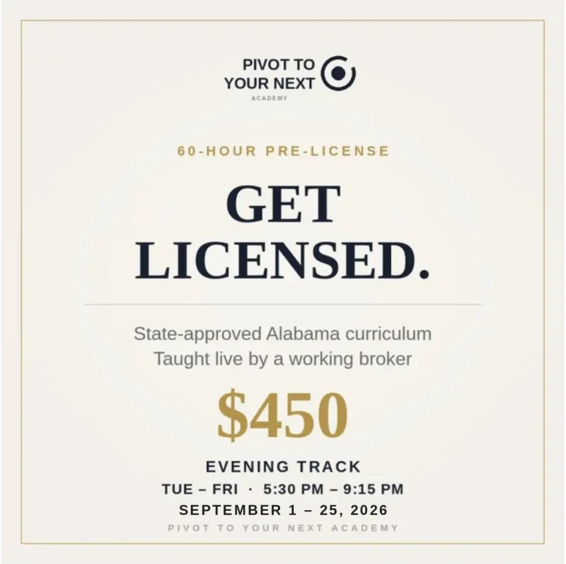 60-Hour Pre-License — EVENING (September 1-25th) — $450 Tu–Fri, 5:30 PM – 9:15 PM