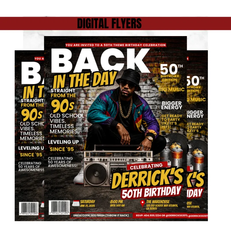 90s Hip Hop Party Invitation Flyer,  Details & RSVP |Digital  Invitation, Editable Template