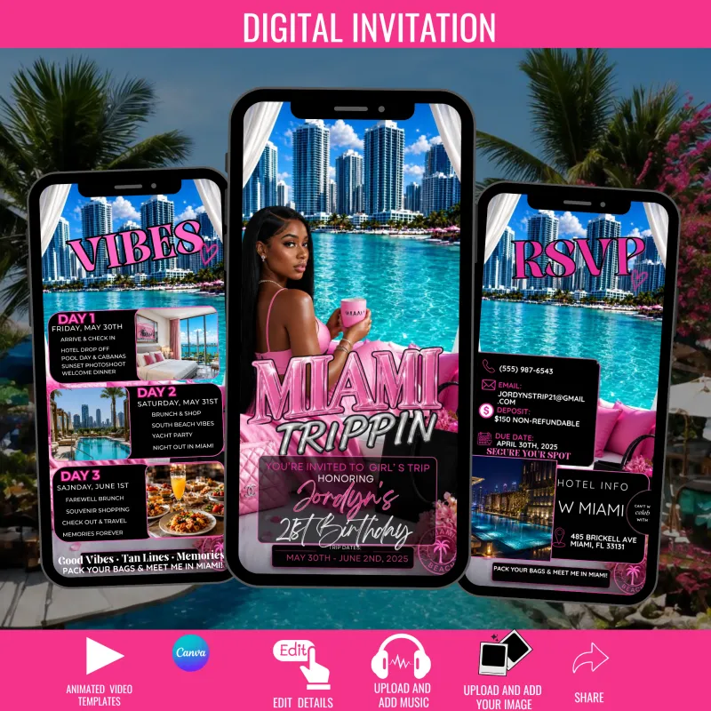  Miami Trip Invitation Template 