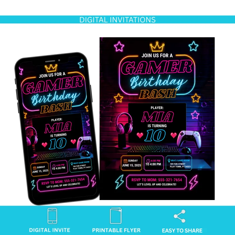 Game On- Birthday  Invitation