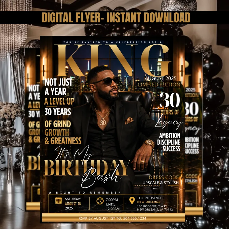  Magazine Cover Birthday Invitation, Male Party Invitation Flyer,  Details & RSVP |Digital  Invitation, Editable Template