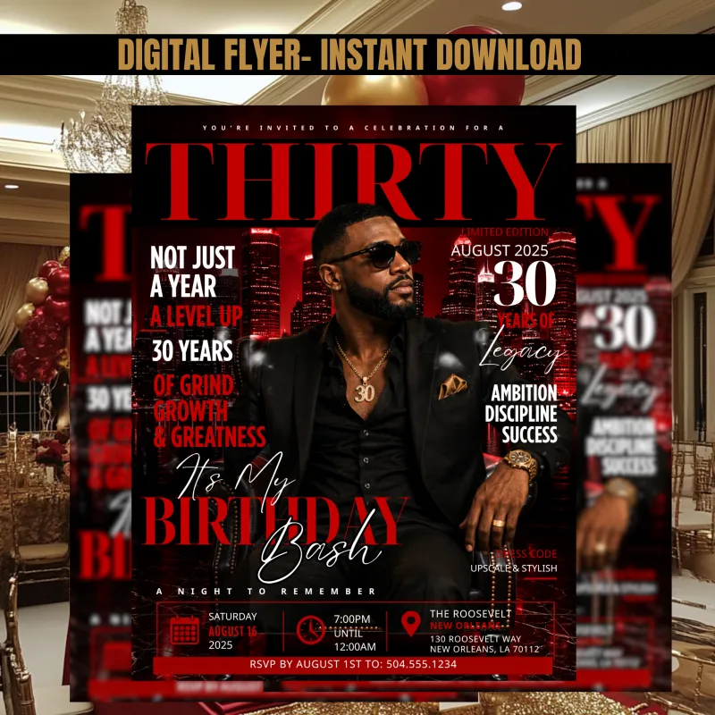  Magazine Cover Birthday Invitation, Male Party Invitation Flyer,  Details & RSVP |Digital  Invitation, Editable Template