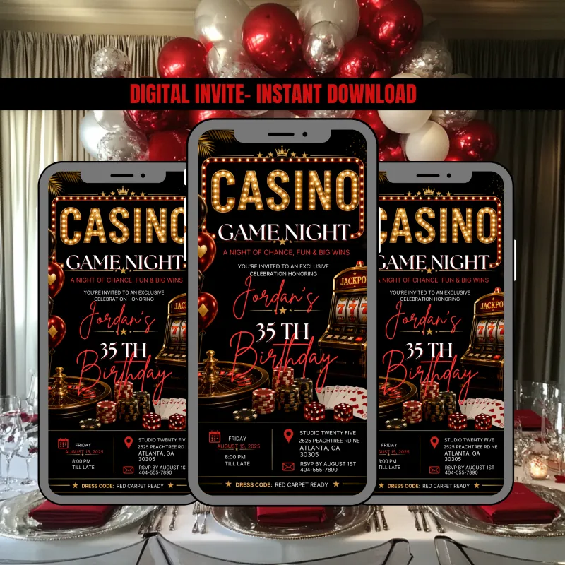  Las Vegas | Game Night Party Invitation Template