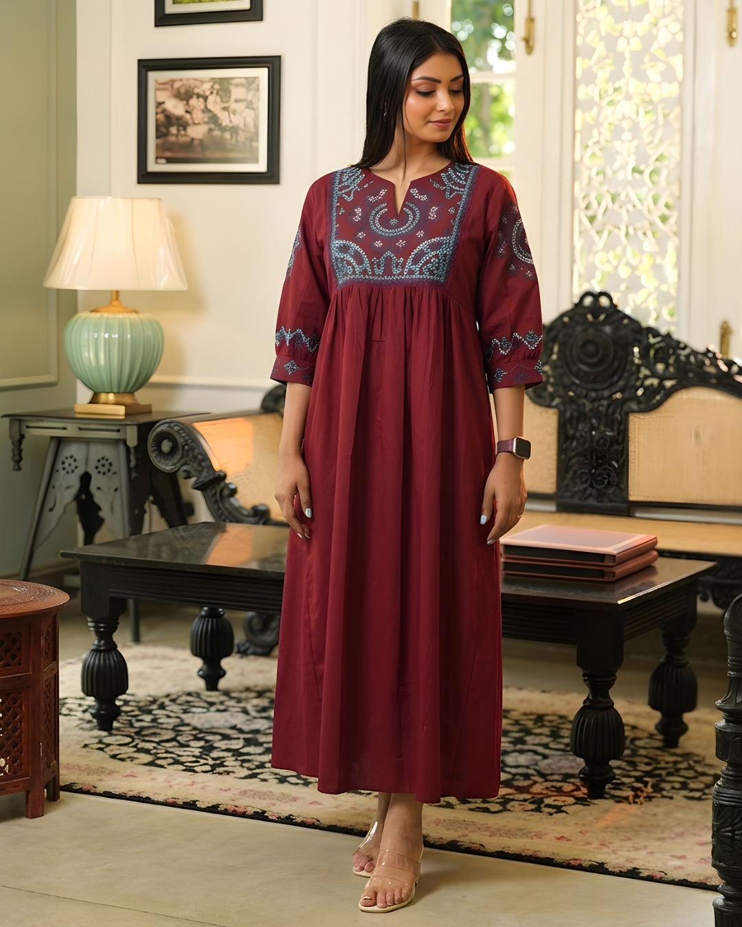 Relax Fit Embroidered Midi Dress