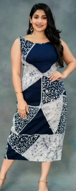 Geometric Pattern Batik Midi Dress 