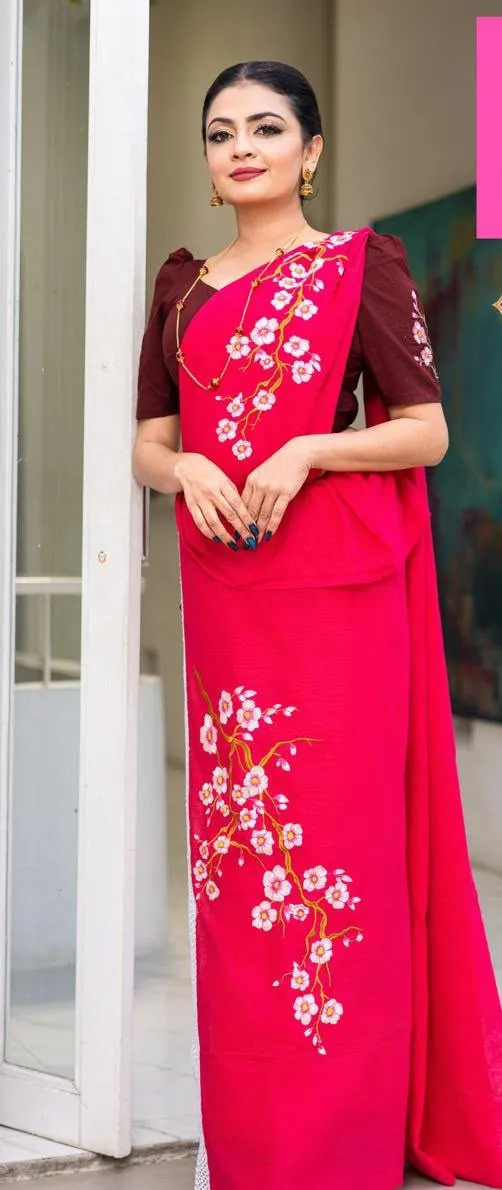 Elegant Sri Lankan Embroidery Saree