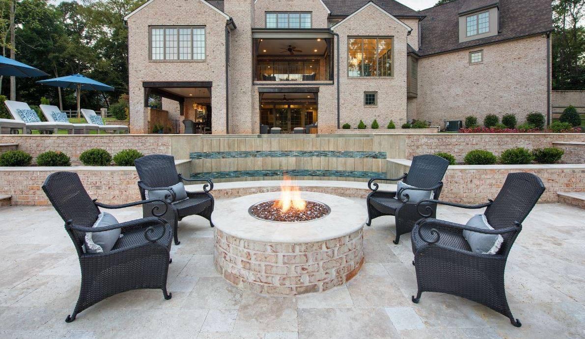 Fire pit and water wall